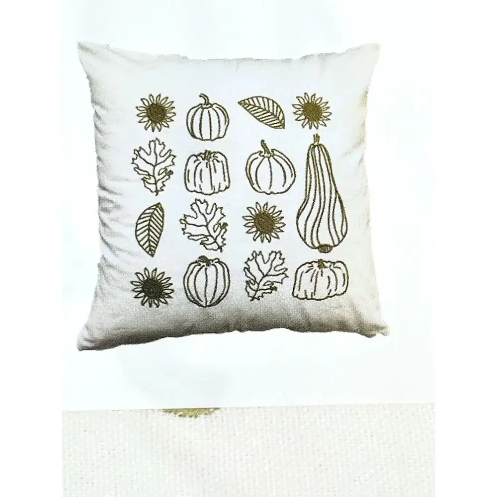 IKEA HOSTPROMENAD Pillow Cover 20x20 Embroidered Fall Harvest Discontinued NWT